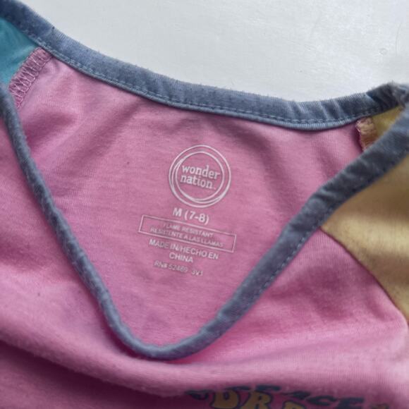 Wonder Nation Girls Pastel Color Block Pajama Set - M (7/8) - Picture 5 of 8